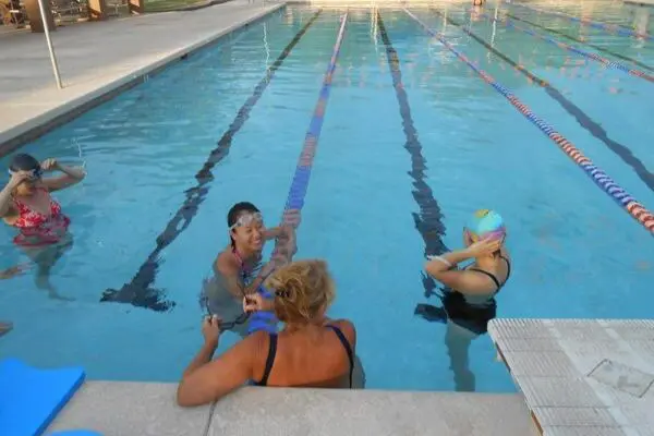 women preparing to swim