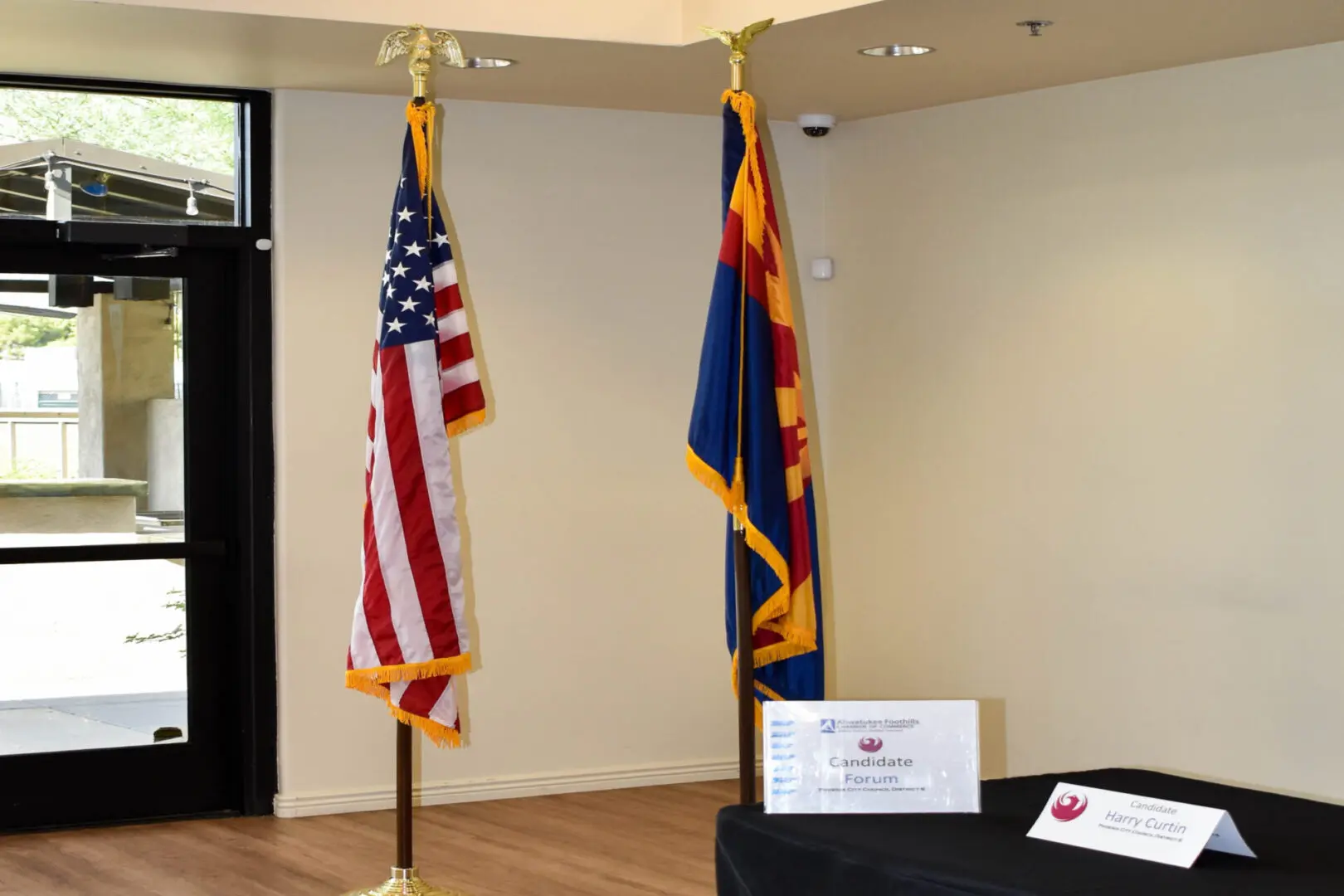 Two Flags of Countries Placed Indoors